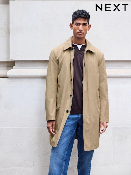 Neutral Brown Shower Resistant Padded Trench Coat (806620) | €117