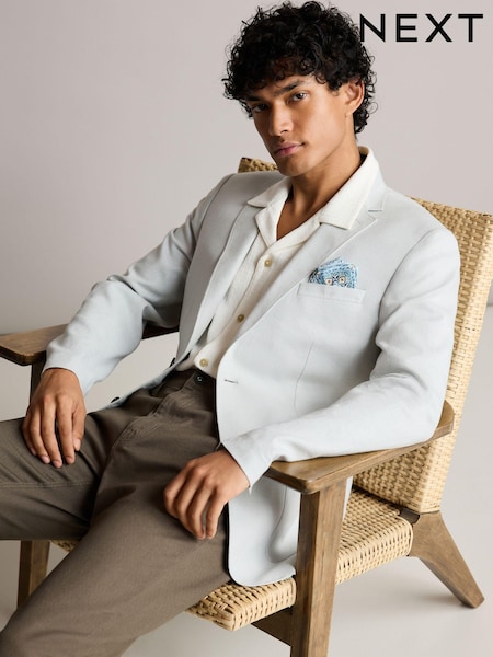 אפור בהיר - גזרה רגילה - Linen Blend Blazer (806630) | ‏272‏₪