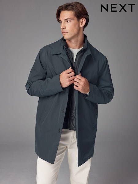 Navy Blue Shower Resistant Padded Funnel Neck Coat (806686) | €148