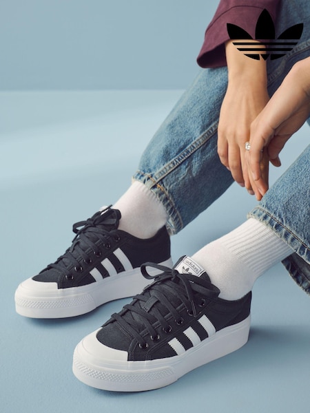 adidas Originals Black Nizza Platform Trainers (806733) | AED189