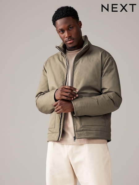 Stone Shower Resistant Padded Funnel Neck Coat (806795) | AED173