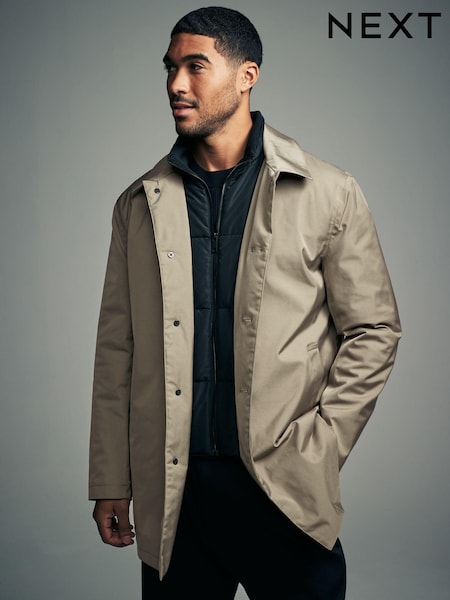 Stone Cream Shower Resistant Padded Funnel Neck Coat (806924) | €148