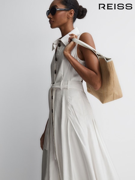 Reiss Ivory Milena Button Front Midi Dress (807204) | €185