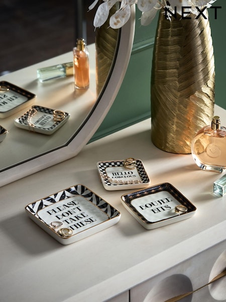Set of 3 Monochrome Slogan Trinket Dishes (807346) | €24