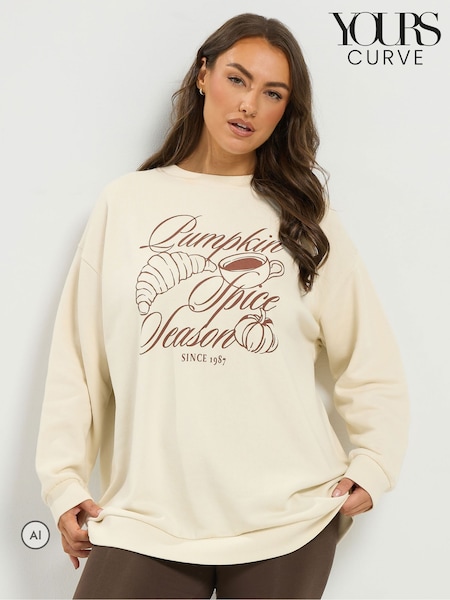 Кремовый - Yours Curve 'pumpkin Spice Season' Sweatshirt