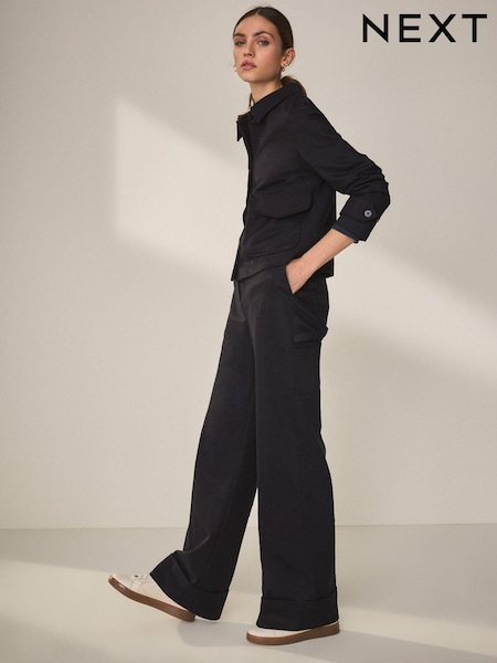 Navy Premium Twill Wide Leg Utility Trousers (808076) | €9