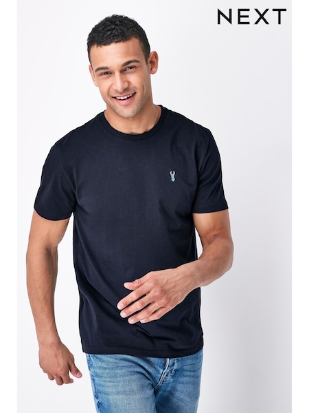 Navy Blue Regular Fit 100% Cotton Stag T-Shirt (808173) | €11