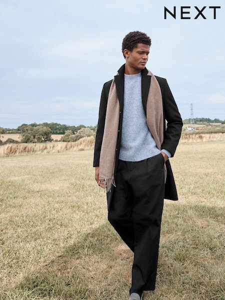 Black Epsom Overcoat with Wool (808306) | €117
