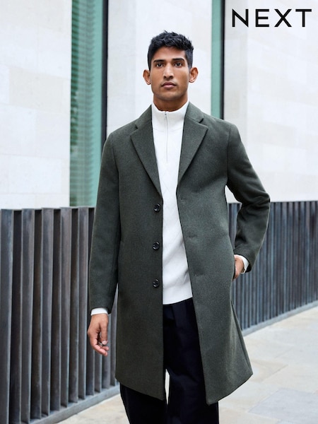 ירוק חאקי - Epsom Overcoat With Wool (808373) | ‏341‏₪