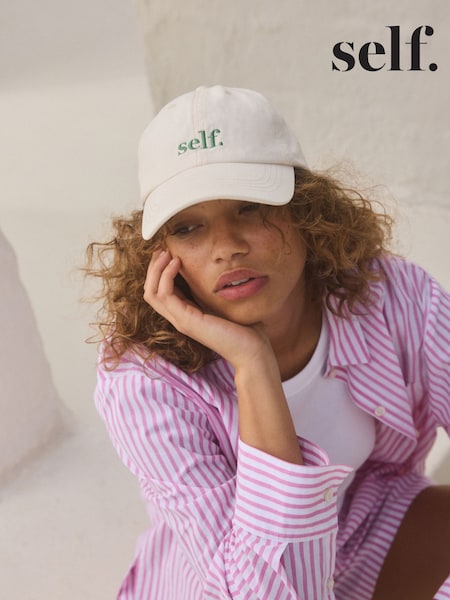 self. Ecru/Green 100% Cotton Cap (808510) | €18