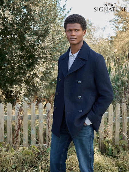 Navy Blue Signature 100% Wool Pea Coat (809234) | €228