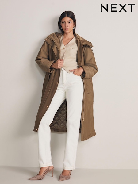 Fawn Brown Quilt Lined Parka Jacket (809634) | €73