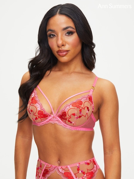 Ann Summers Pink Heart Bouquet Non Padded Plunge Bra (809843) | €18