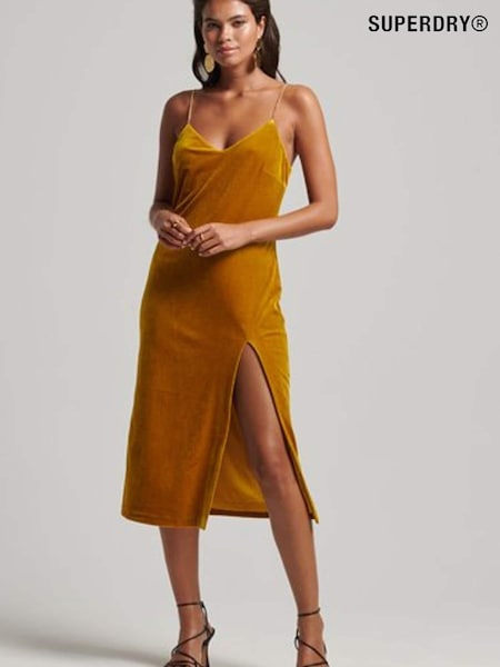 Superdry Yellow Velvet Chain Midi Dress (80N108) | €41.50