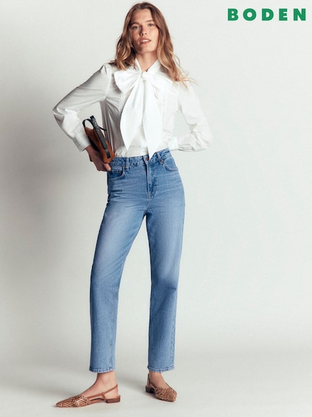 Blue - Boden High Rise Straight Jeans