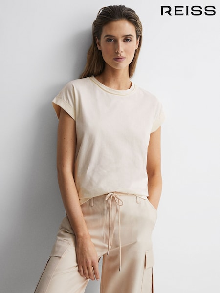 Reiss Cream Tereza Cotton-Jersey Crew Neck T-Shirt (810172) | €53