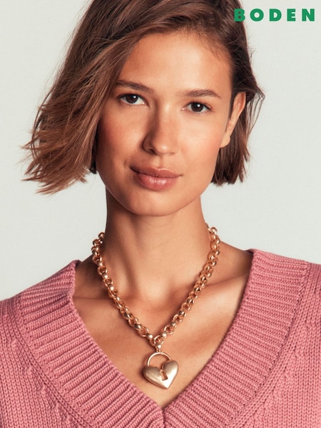 Gold Tone - Boden Chunky Love Lock Necklace