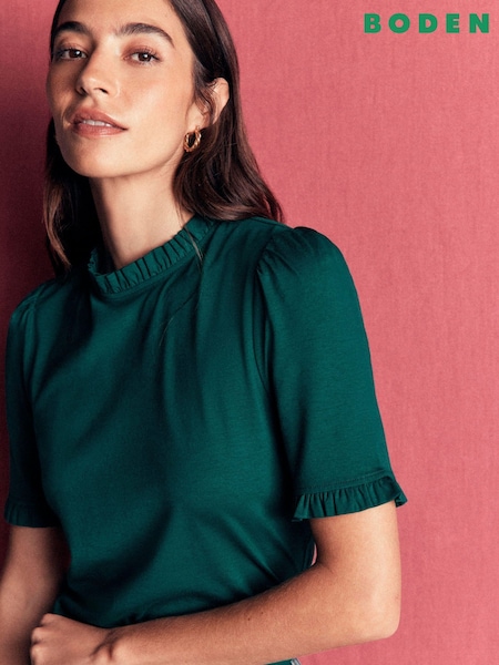 Green - Boden Imi Supersoft Frill T-shirt