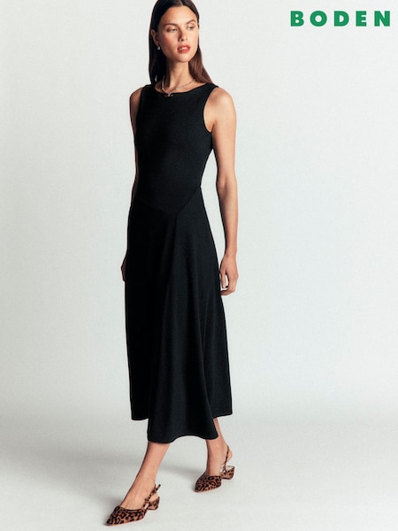 Black - Boden Asymetric Ponte Midi Dress