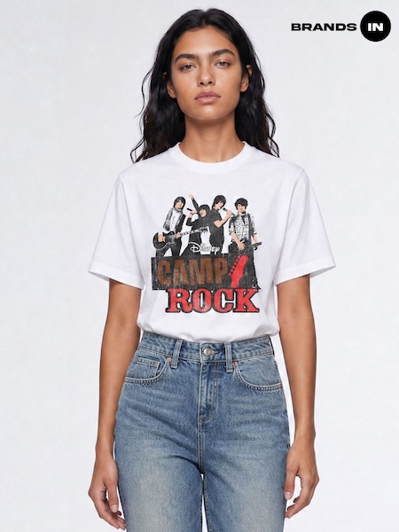 White - Brands In Disney Camp Rock Group Shot Boyfriend Fit T-shirt