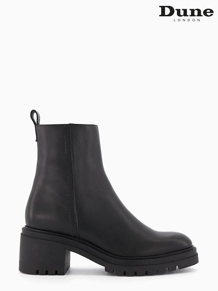 Dune London Black Possessive Cleated Heel Plain Ankle Boots (810742) | €102
