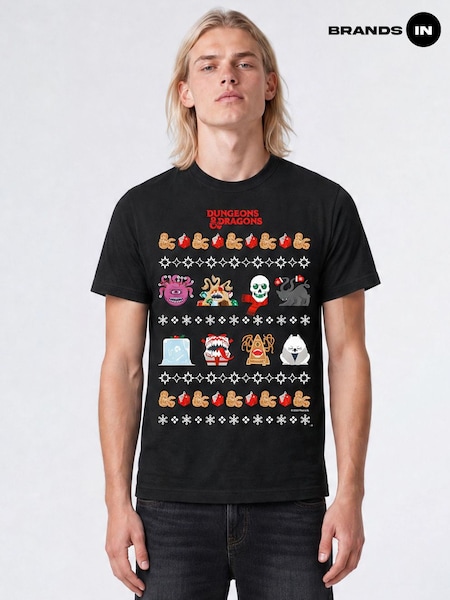 Black - Regular Brands In Dungeons & Dragons Jacquard Christmas T-shirt