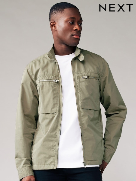 Sage Green Shower Resistant Utility Shacket (811030) | €12