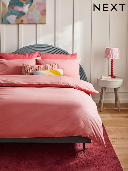 Pink Rose Cotton Rich Duvet Cover and Pillowcase Set (811251) | €10 - €25