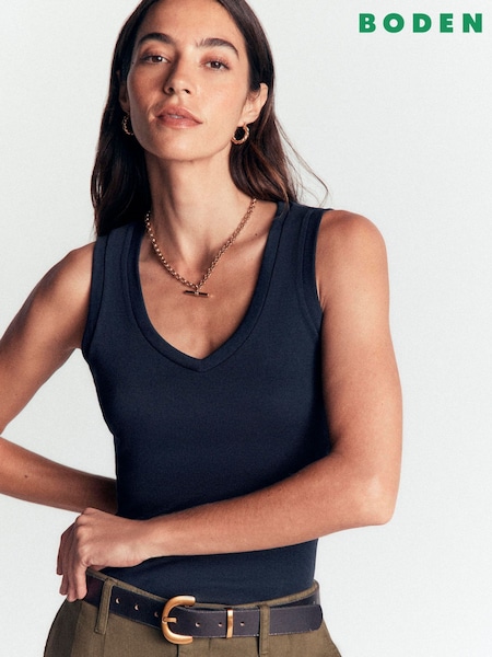 Blue - Boden Annie Essential V-neck Vest