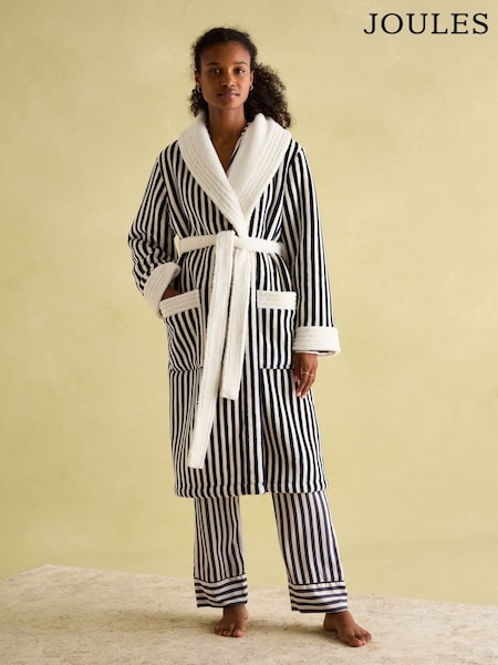 Joules Matilda Navy & White Fleece Lined Dressing Gown (811417) | R$ 680
