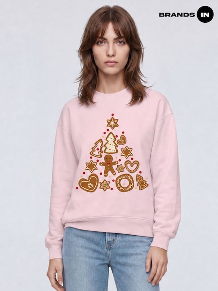 Рожевий - Brands In Cookie Trees Christmas Sweatshirt