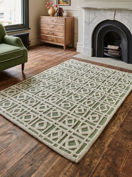 Nina Campbell Green Batik Check Rug (811687) | €232 - €573