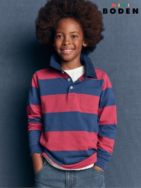 Red - Boden Long Sleeve Smart Polo Shirt