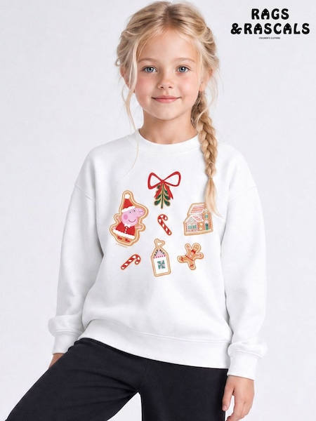 White - Rags & Rascals Peppa Pig Ginger Biscuits Christmas Sweatshirt