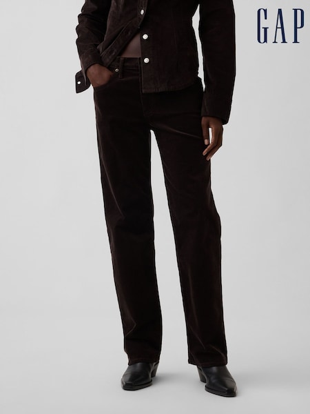 Brown Corduroy - Gap Mid Rise Corduroy Relaxed Straight Trousers