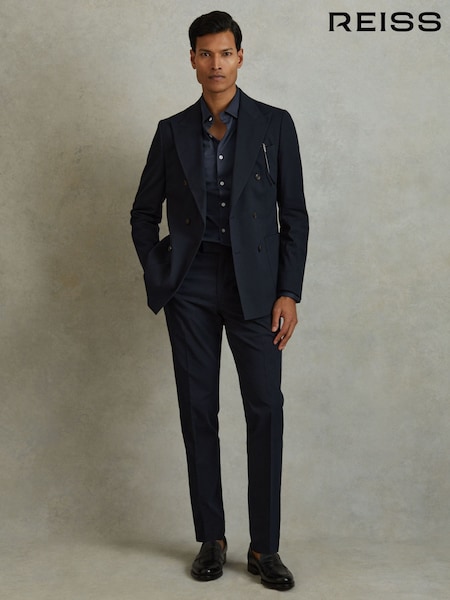 Reiss Airforce Blue Viscount Slim Fit Mercerised Cotton Jersey Shirt (812108) | AED562