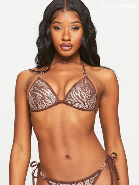 Ann Summers Brown Sultry Heat Sequin Triangle Bikini Top (812330) | €14