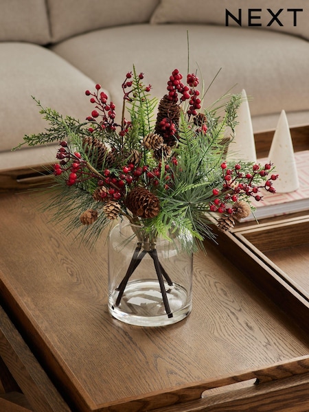 Green Red Berry Glass Arrangement (812377) | AED155