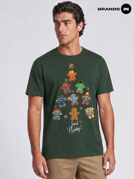 Green - Regular Brands In Marvel Avengers Christmas Tree T-shirt