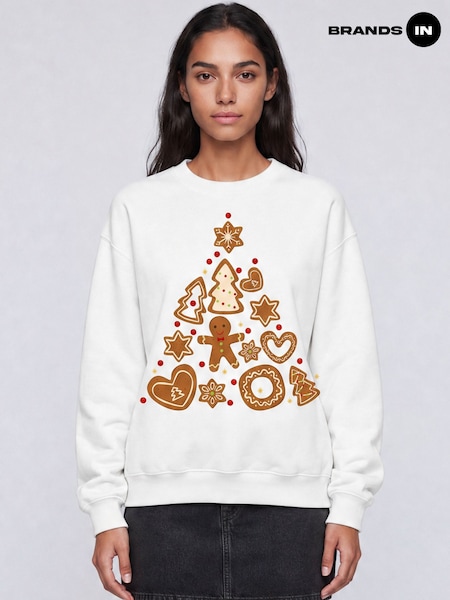 White - Brands In Cookie Trees Christmas Sweatshirt