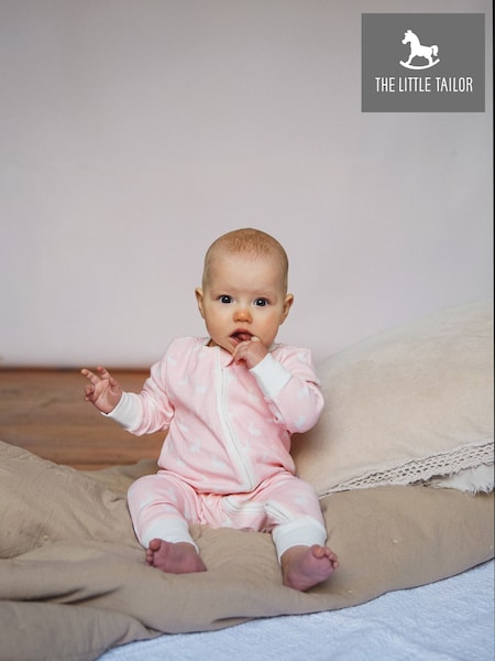Vaaleanpunainen - The Little Tailor Baby Front Zip Soft 100% Cotton Sleepsuit (812499) | €33