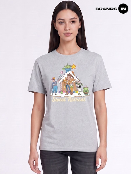 회색 - Brands In Disney Toy Story Sweet Retreat Christmas Boyfriend Fit T-shirt