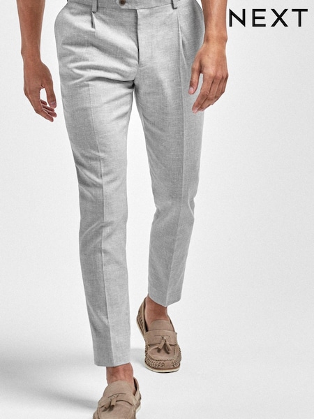 Светло-серый фактурный - Брюки - Linen Blend Textured Slim Fit Suit: Jacket (812849) | €16