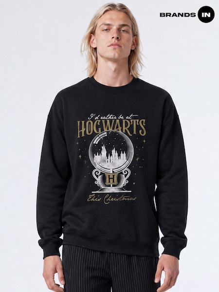 Black - Regular Brands In Harry Potter Rather Stay At Hogwarts Christmas Sweatshirt
