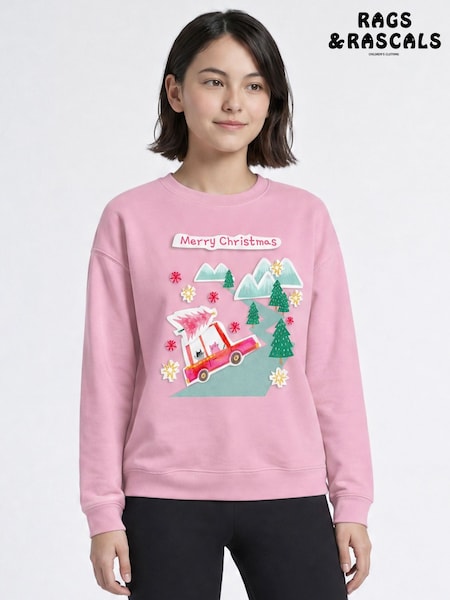 Pink - Rags & Rascals Christmas Collage Sweatshirt