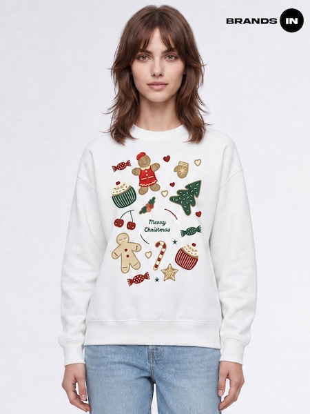 White - Brands In Christmas Icons Sweatshirt