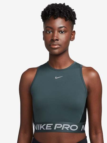 Nike Dark Green Metallic Pro Dri-FIT Cropped Tank Top (813344) | €24