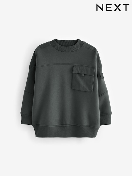 Charcoal Grey Sweatshirt Utility Crew Neck Sweat Top (3-16yrs) (813612) | AED60 - AED78