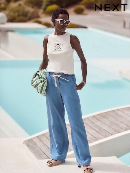 Mid Blue Lightweight Denim Wide Leg Jeans (813857) | €23