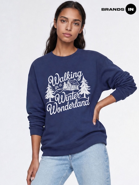 Blue - Brands In Winter Wonderland Christmas Sweatshirt
